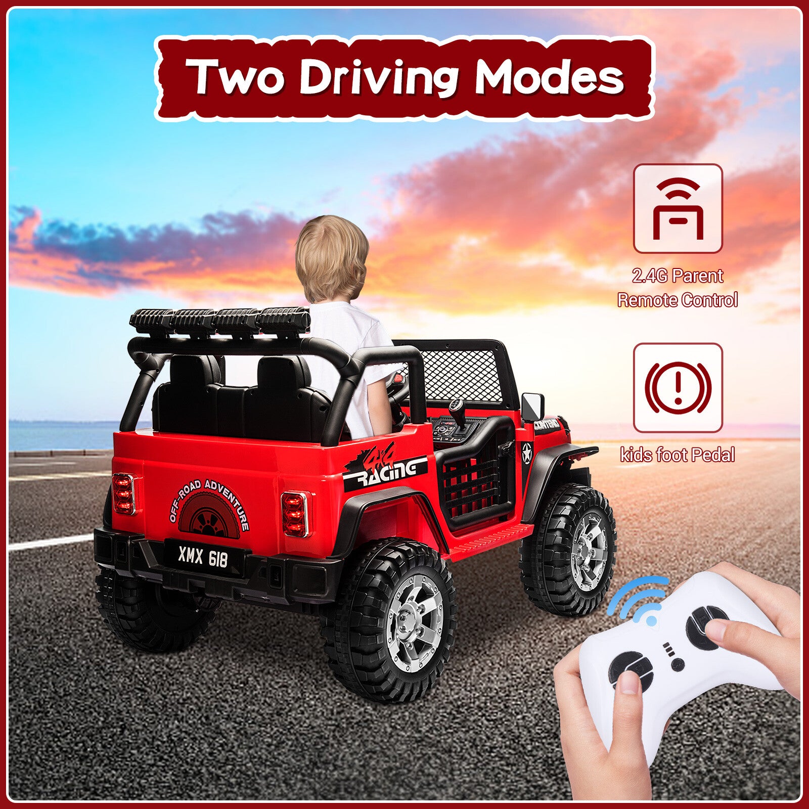 12V Electric 2-Seater Kids Ride-On Jeep Truck with Remote Control and LED Lights Trend Times 3