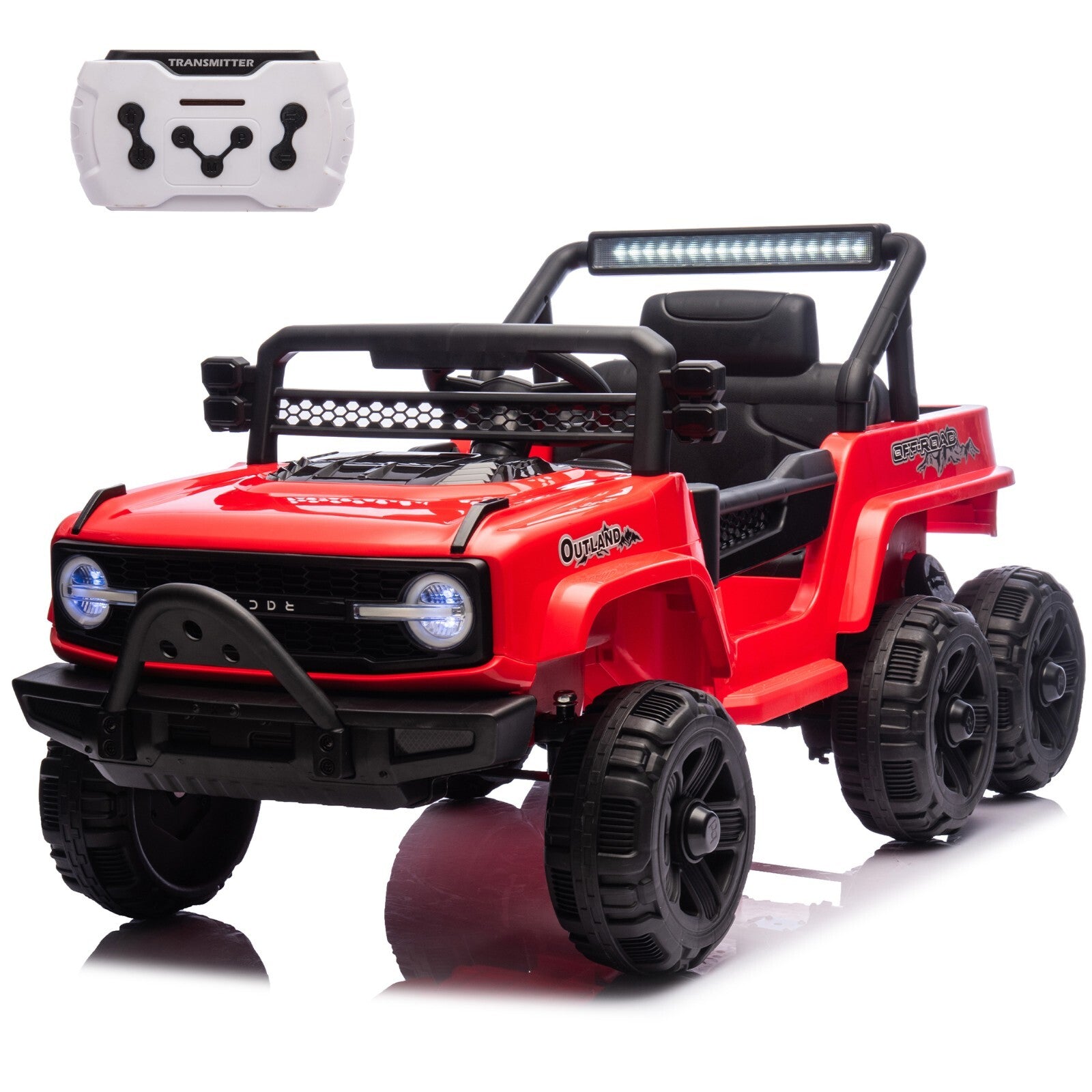 12V Electric Kids Ride-On Jeep Truck Toy with 6 Wheels and Remote Control, Red Trend Times 0
