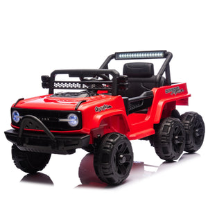 12V Electric Kids Ride-On Jeep Truck Toy with 6 Wheels and Remote Control, Red Trend Times 10