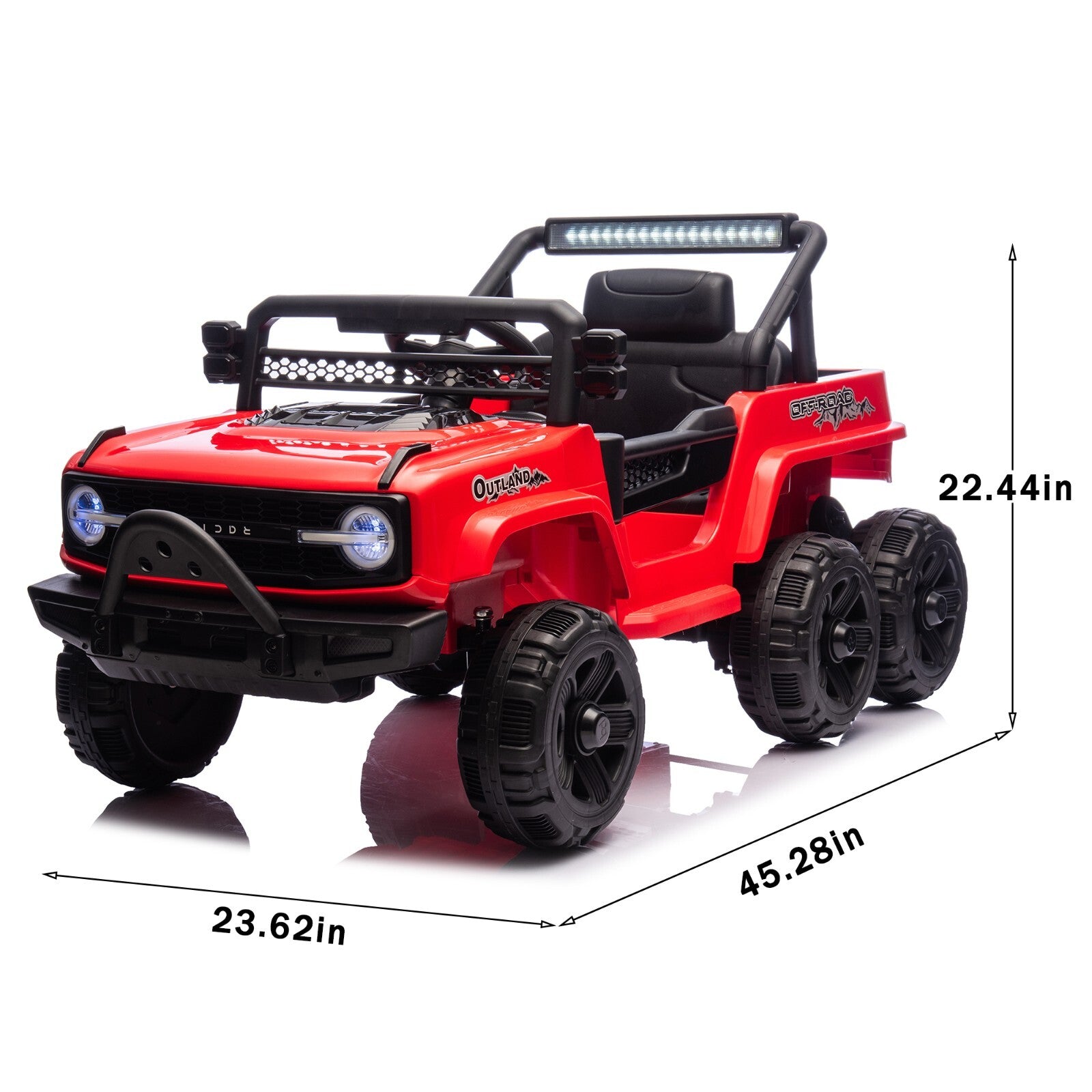 12V Electric Kids Ride-On Jeep Truck Toy with 6 Wheels and Remote Control, Red Trend Times 18
