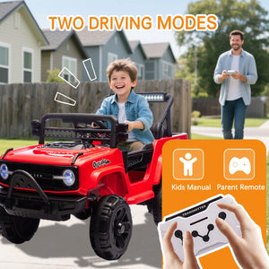 12V Electric Kids Ride-On Jeep Truck Toy with 6 Wheels and Remote Control, Red Trend Times 4