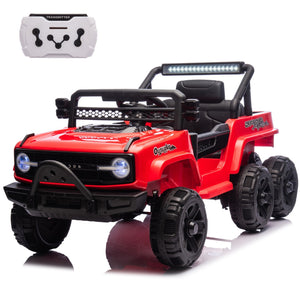 12V Electric Kids Ride-On Jeep Truck Toy with 6 Wheels and Remote Control, Red Trend Times Variant 0
