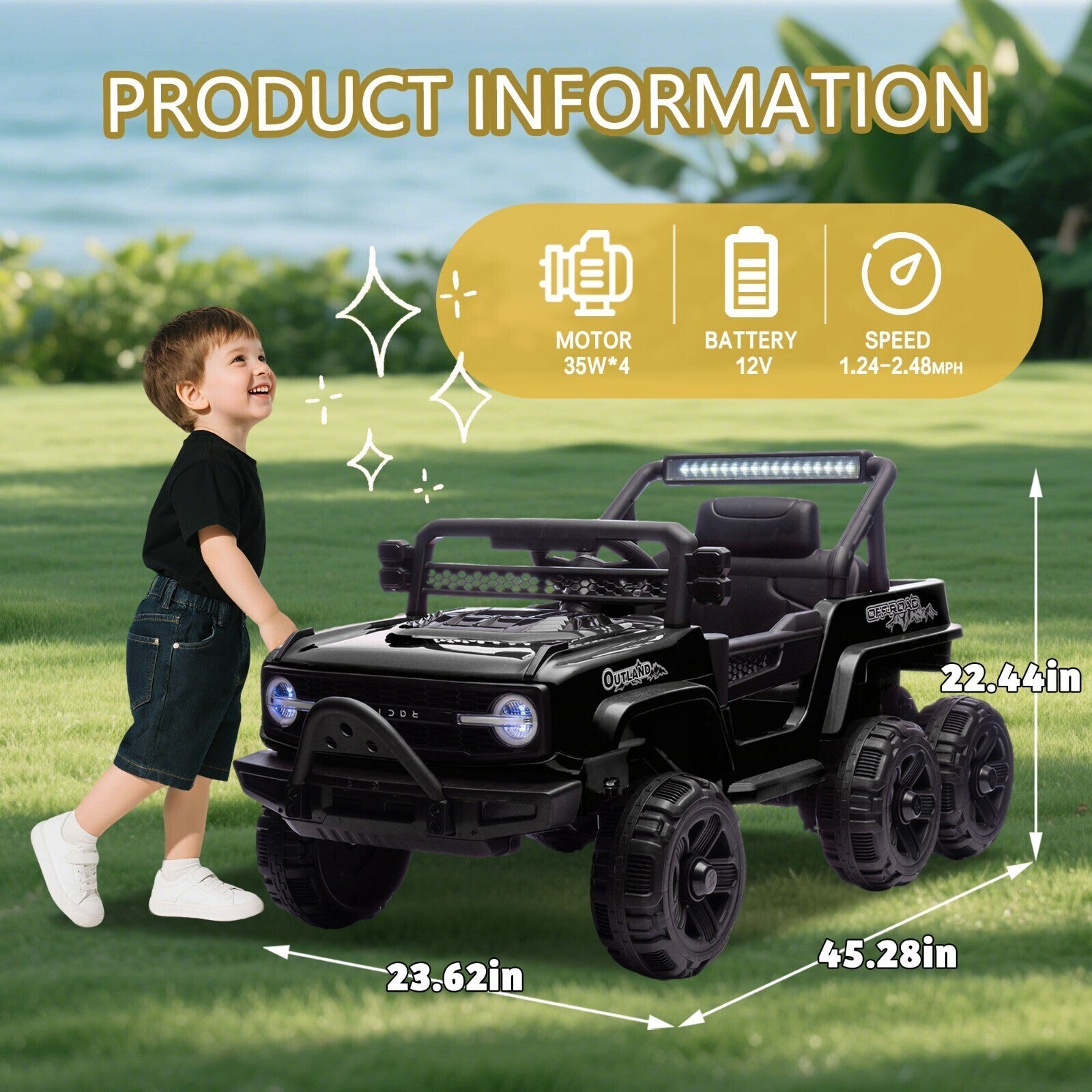 12V Kids Electric Ride-On Truck with 6 Wheels, Music, and Remote Control Trend Times 3
