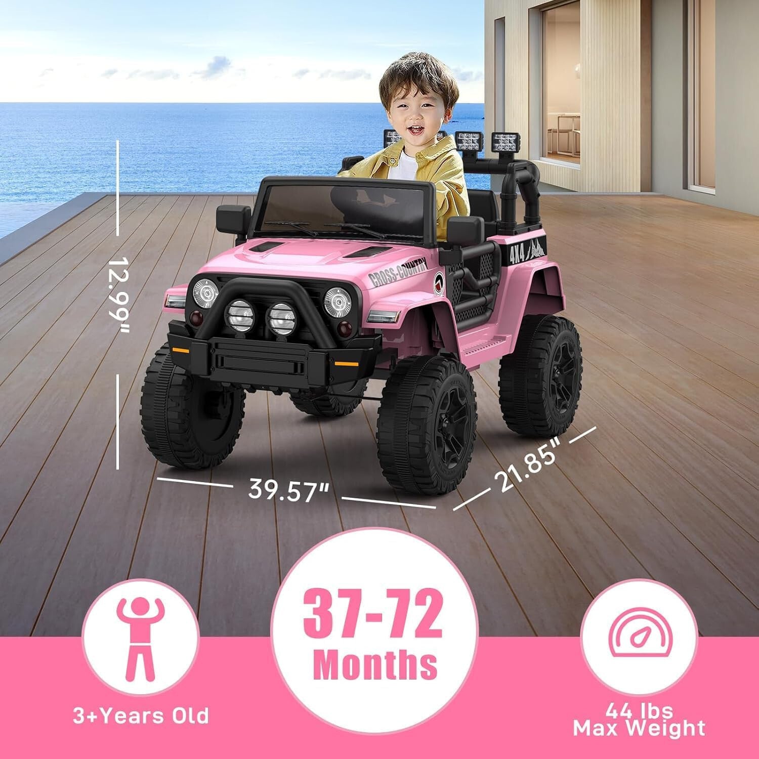 12V Battery-Powered Pink Kids Ride-On 4-Wheeler Truck with Remote Control Trend Times 1