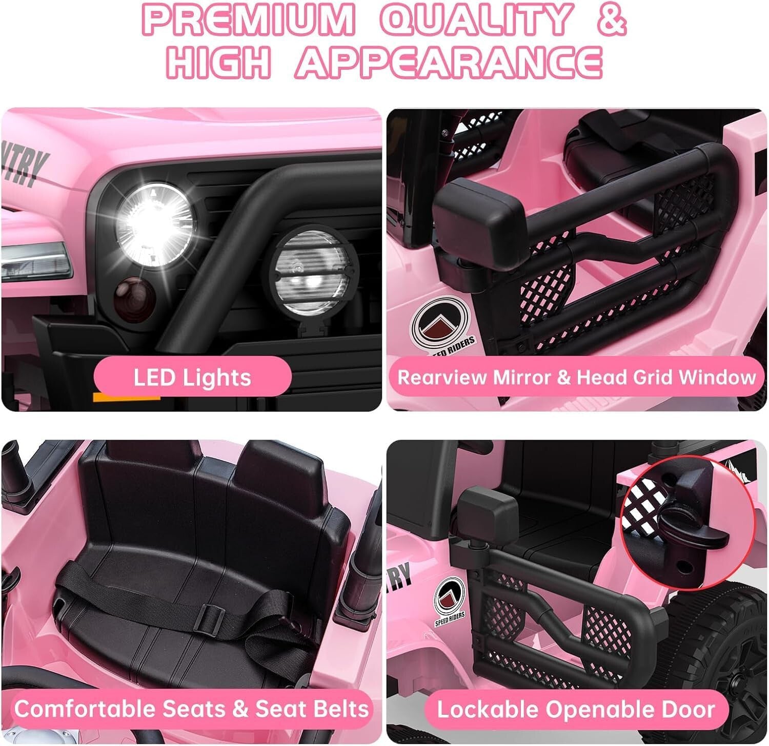 12V Battery-Powered Pink Kids Ride-On 4-Wheeler Truck with Remote Control Trend Times 4