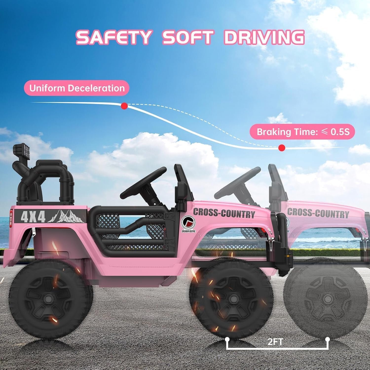 12V Battery-Powered Pink Kids Ride-On 4-Wheeler Truck with Remote Control Trend Times 5