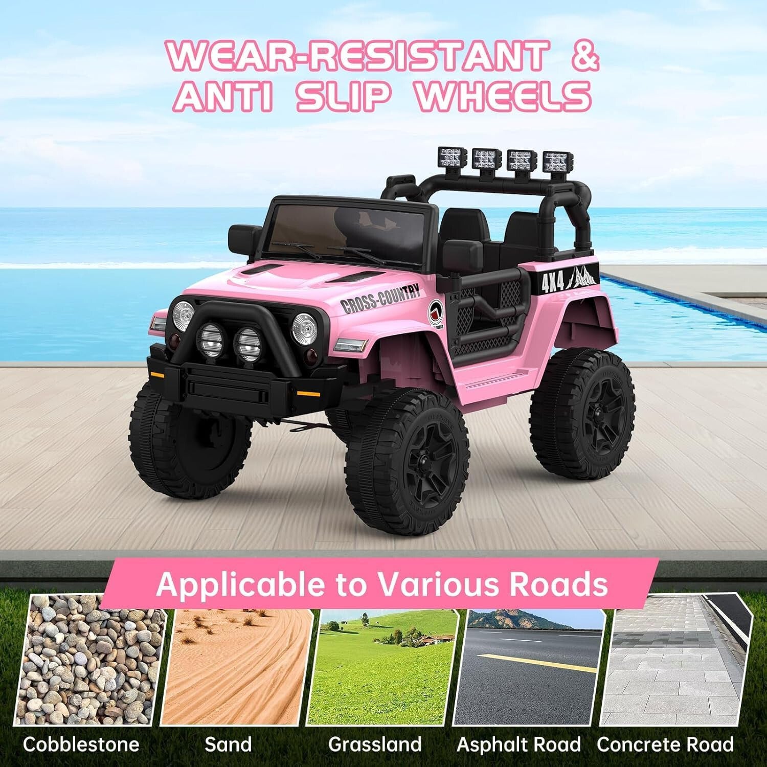 12V Battery-Powered Pink Kids Ride-On 4-Wheeler Truck with Remote Control Trend Times 6