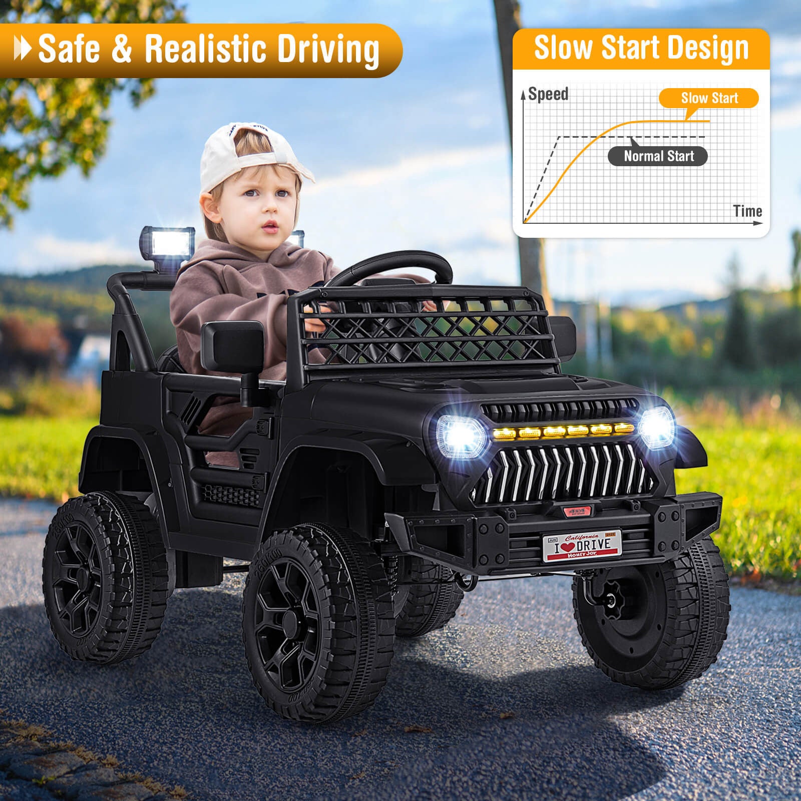 12V Battery-Powered Kids Electric Ride-On Truck Car with 3 Speeds for Toddlers Trend Times 3