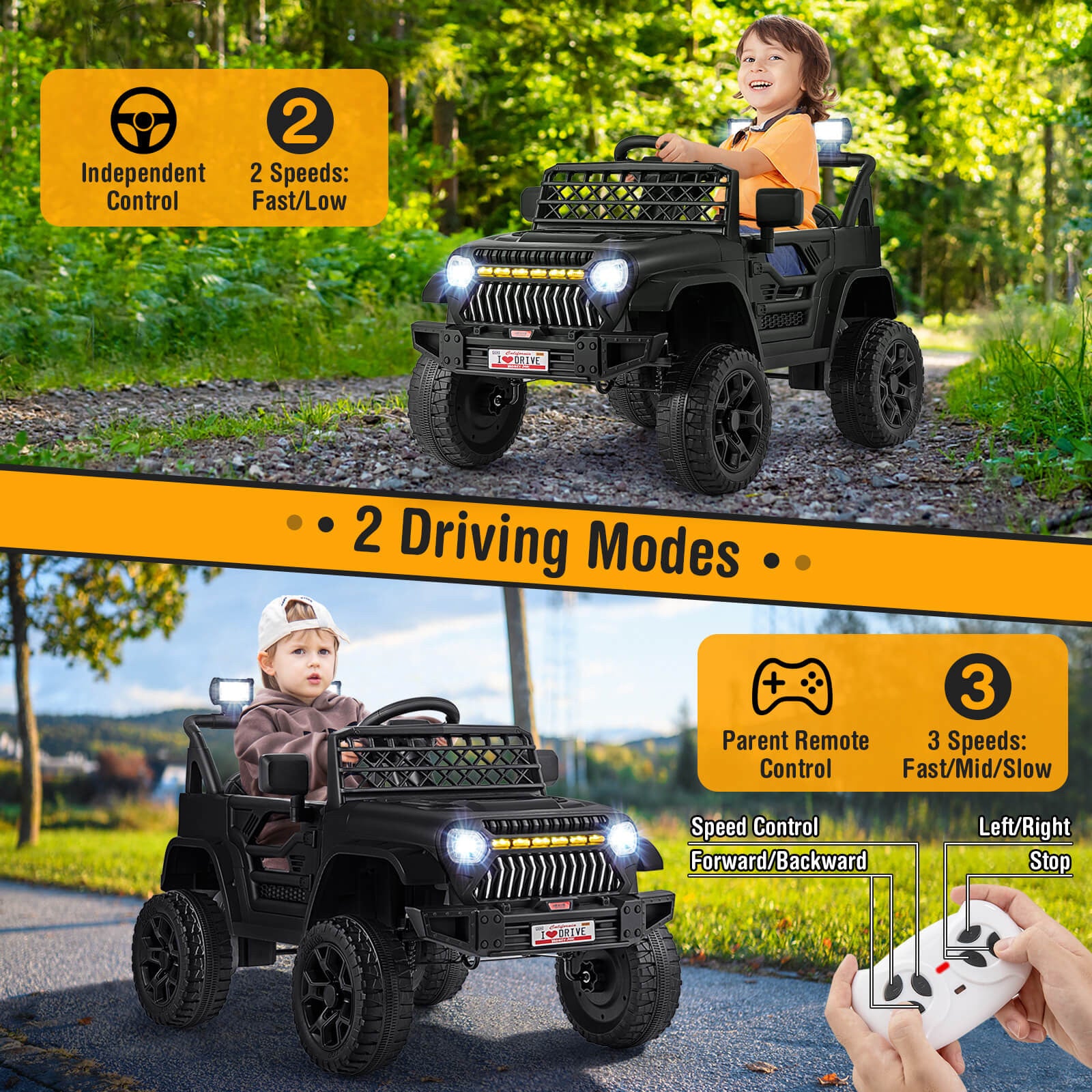 12V Battery-Powered Kids Electric Ride-On Truck Car with 3 Speeds for Toddlers Trend Times 4