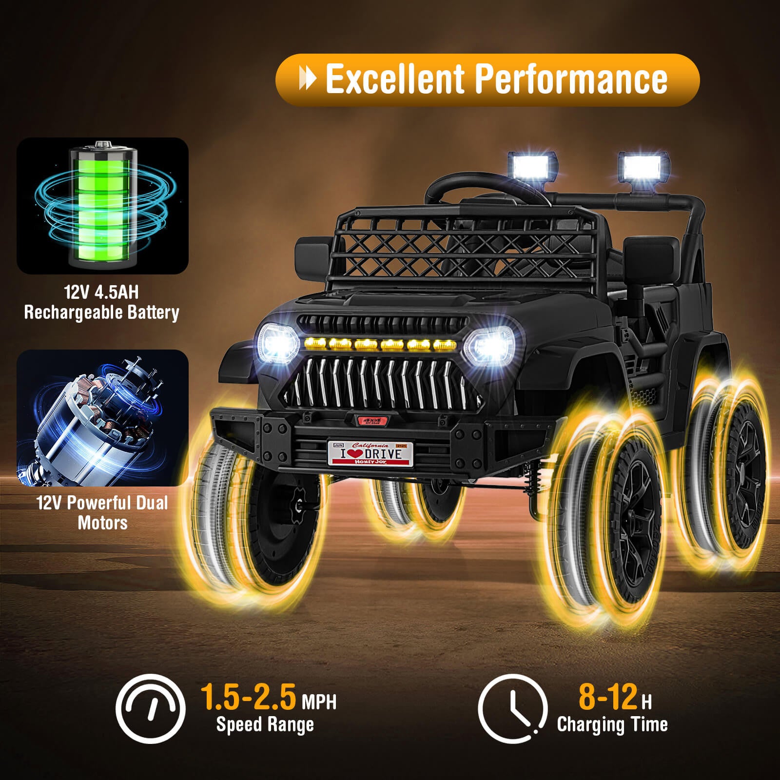 12V Battery-Powered Kids Electric Ride-On Truck Car with 3 Speeds for Toddlers Trend Times 5