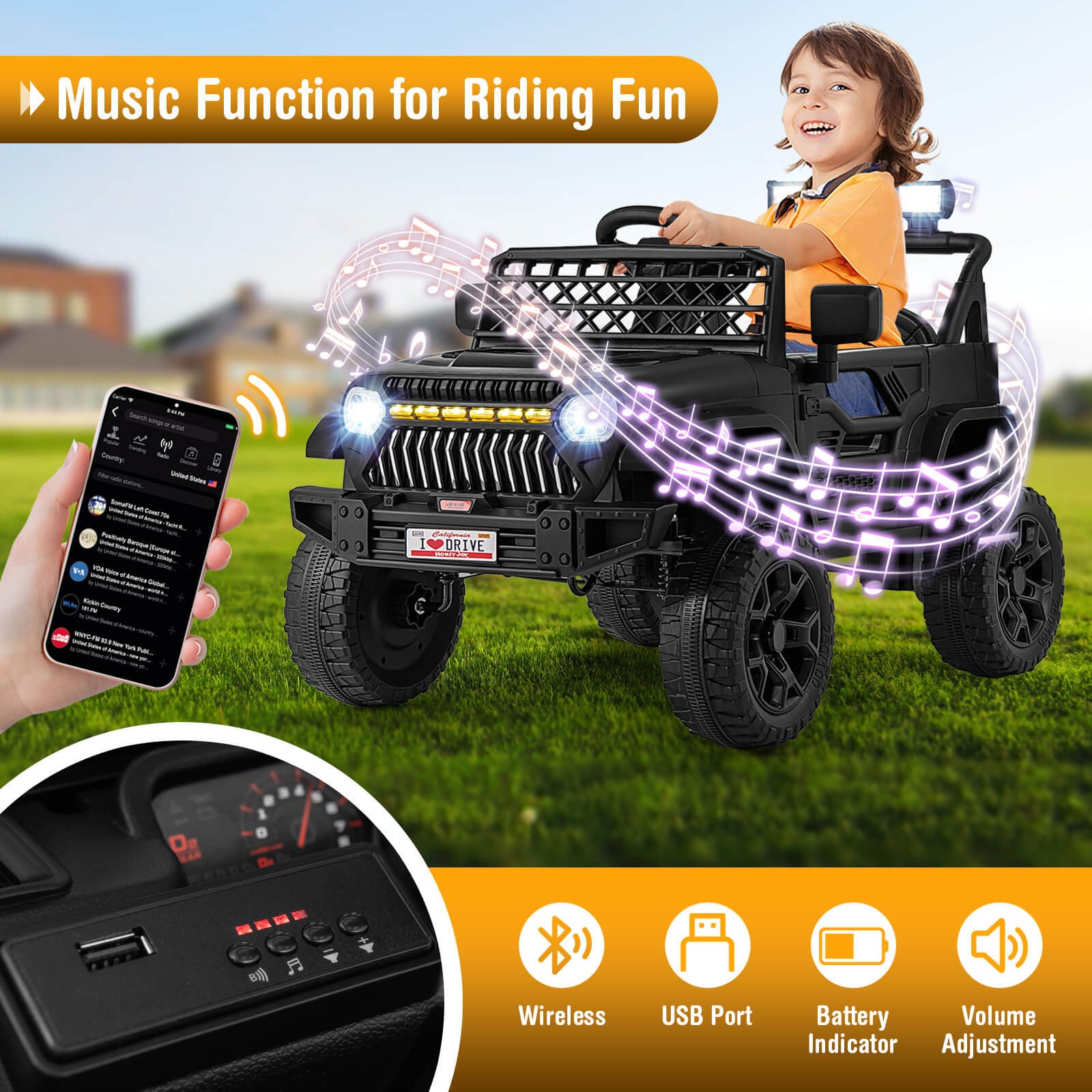 12V Battery-Powered Kids Electric Ride-On Truck Car with 3 Speeds for Toddlers Trend Times 7