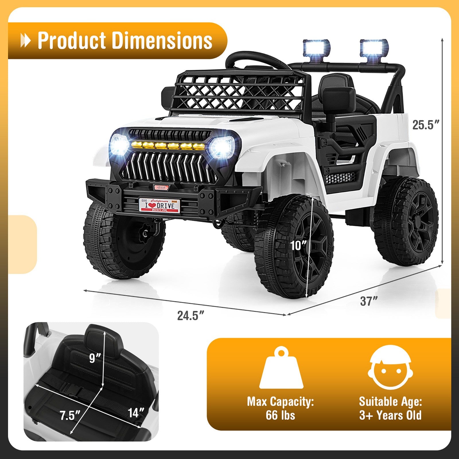 12V Battery-Powered Electric Ride-On Truck Car for Toddlers with 3 Speed Settings Trend Times 2