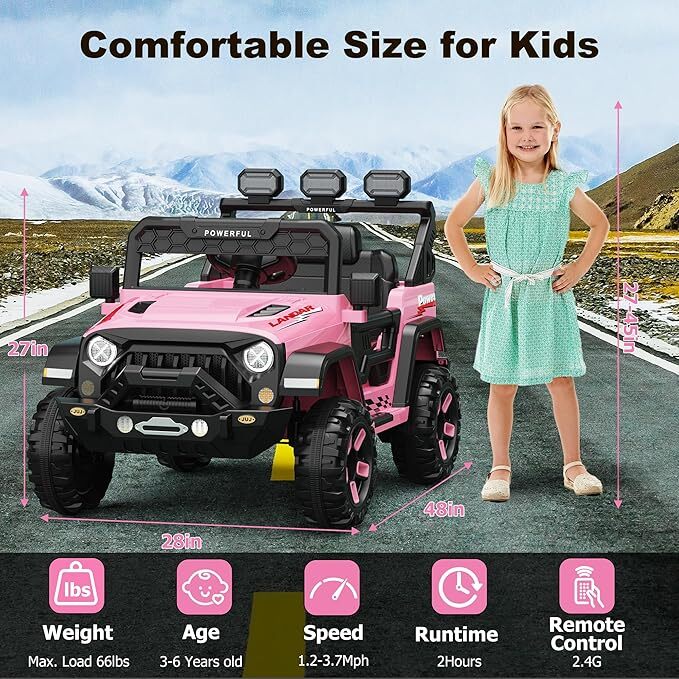 12V Battery-Powered Ride-On Truck Car for Toddlers with 3 Speed Settings Trend Times 4