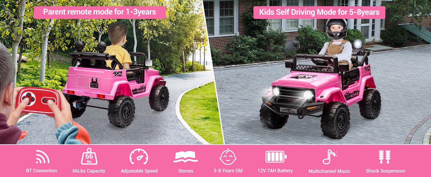 12V Kids Electric Ride-On Off-Road SUV Truck with Remote Control and LED Lights Trend Times 23