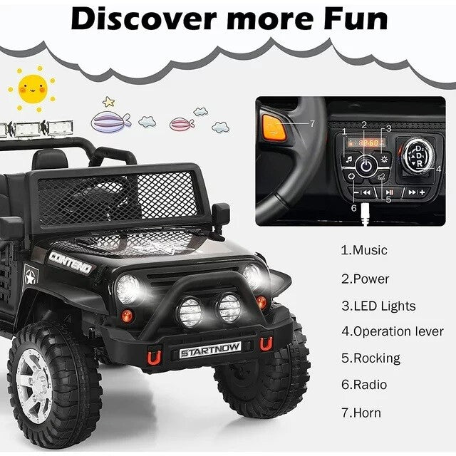 12V Kids Electric 2-Seater Jeep Ride-On Truck with MP3 and LED Lights Trend Times 15
