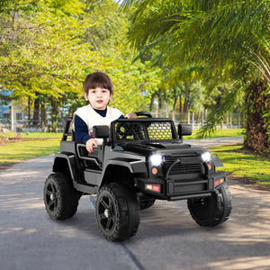 12V Kids Electric Ride-On Truck Car with Remote, Music, and Lights - Black Trend Times 3