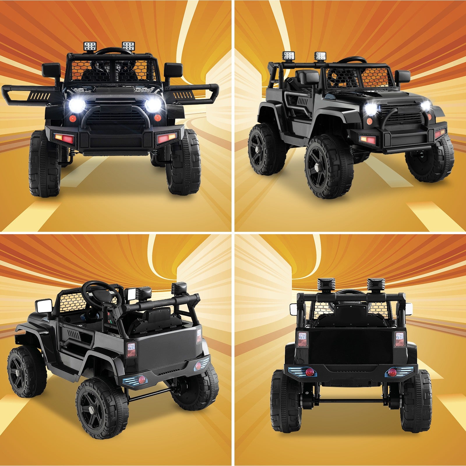 12V Kids Electric Ride-On Truck Car with Remote, Music, and Lights - Black Trend Times 7