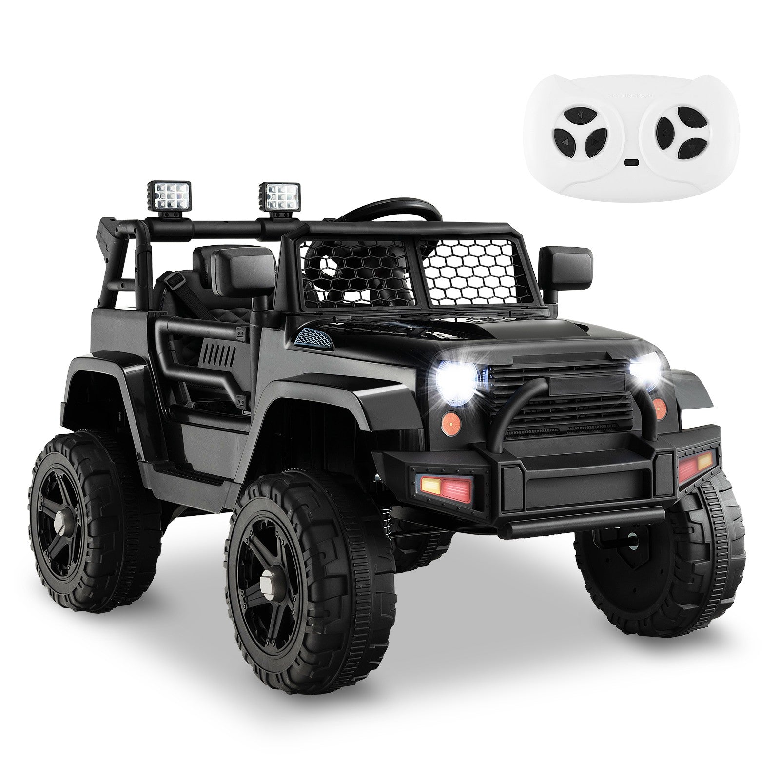 12V Kids Electric Ride-On Truck Car with Remote, Music, and Lights - Black Trend Times 9