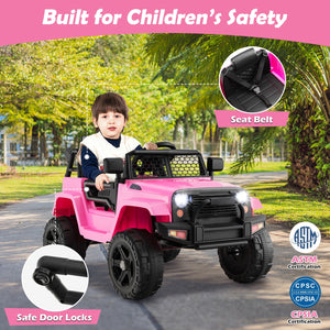 12V Pink Kids Electric Ride-On Truck with Remote, Music, and Lights Trend Times 4