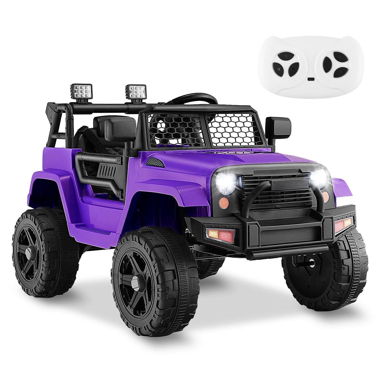 12V Kids Electric Ride-On Truck with Remote Control, Music, and Lights – Purple Trend Times 8