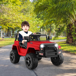 12V Red Kids Electric Ride-On Truck with Remote Control, Music, and Lights Trend Times 2