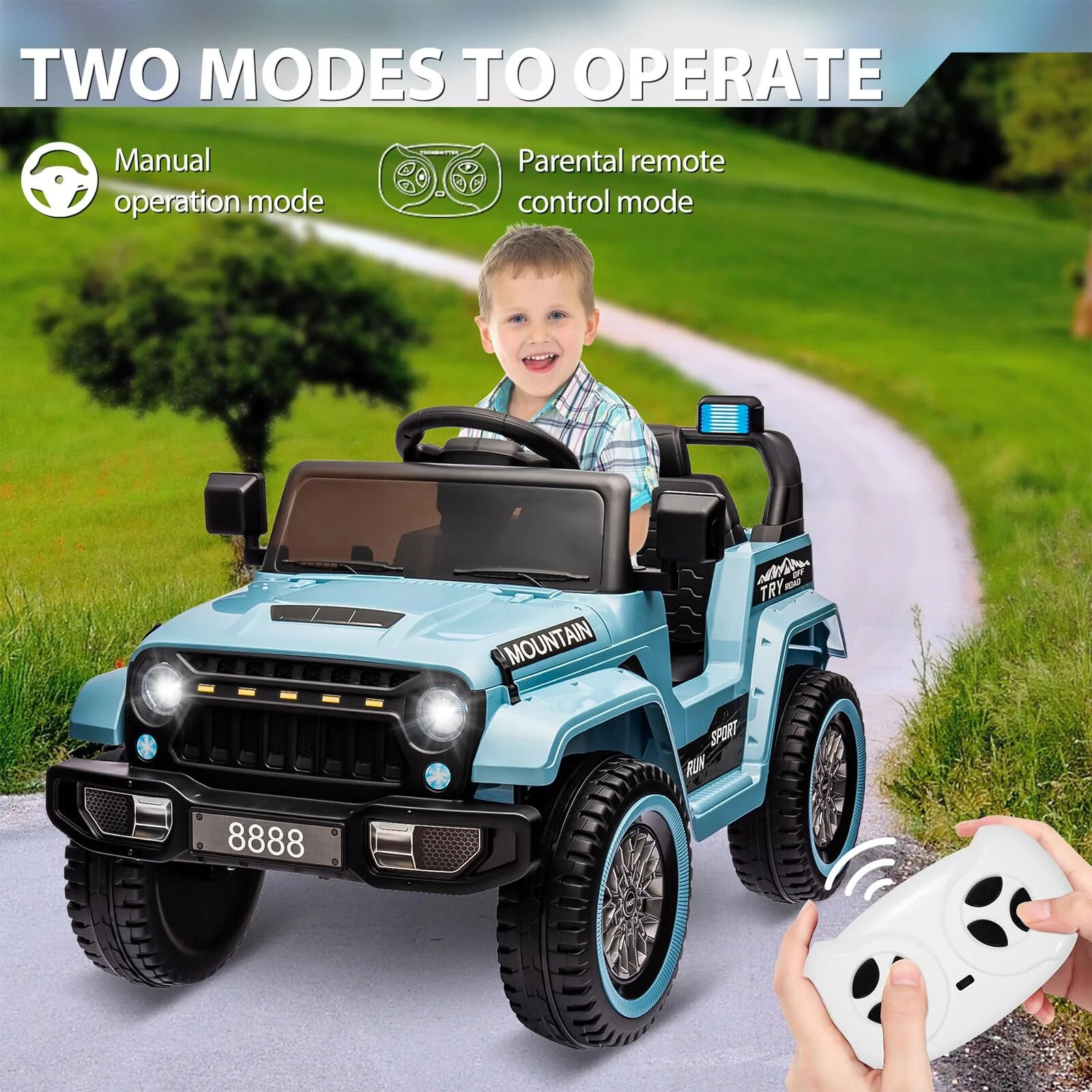 12V Kids Ride-On Truck Car with LED Lights, Horn, Music, and Spring Suspension Trend Times 4