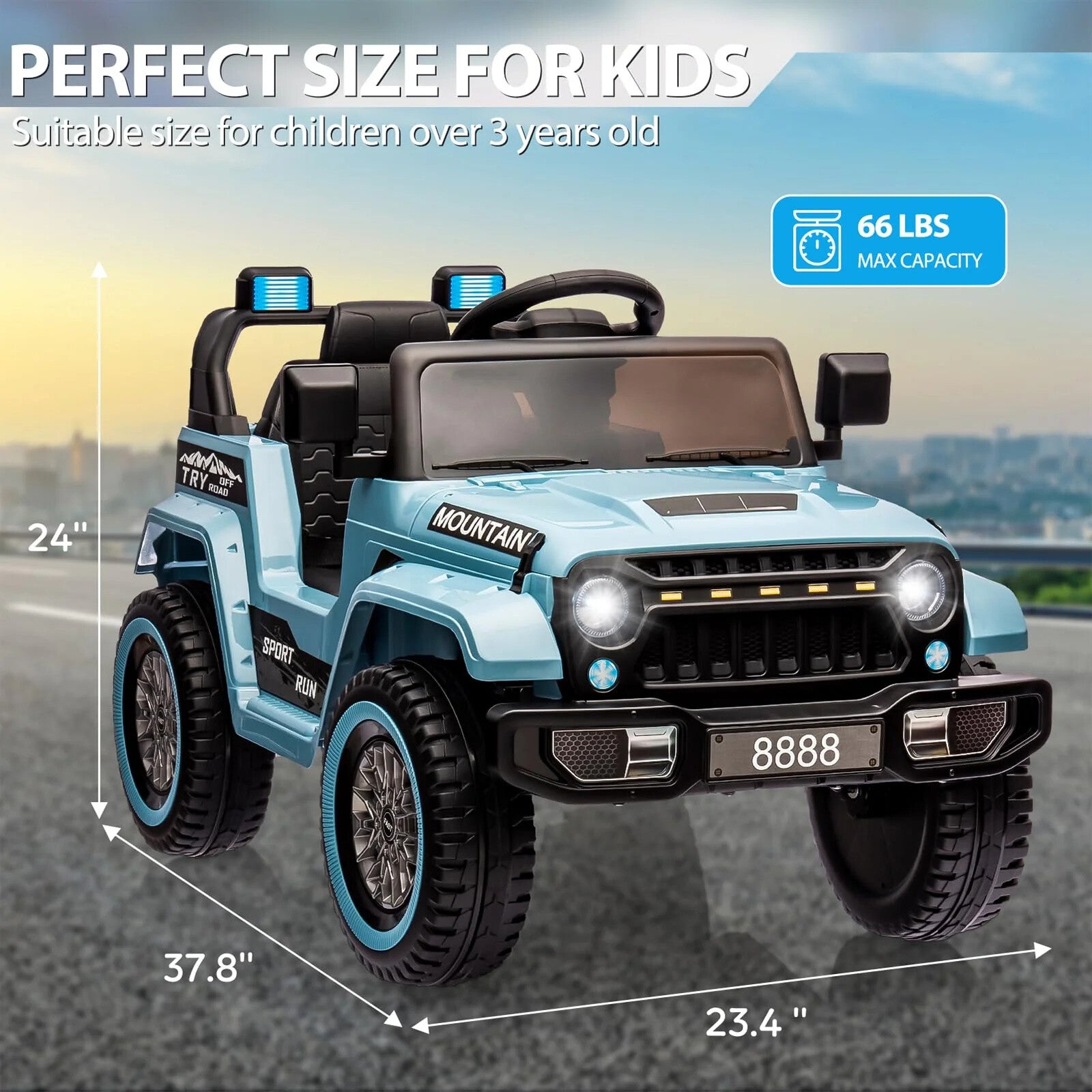 12V Kids Ride-On Truck Car with LED Lights, Horn, Music, and Spring Suspension Trend Times 5