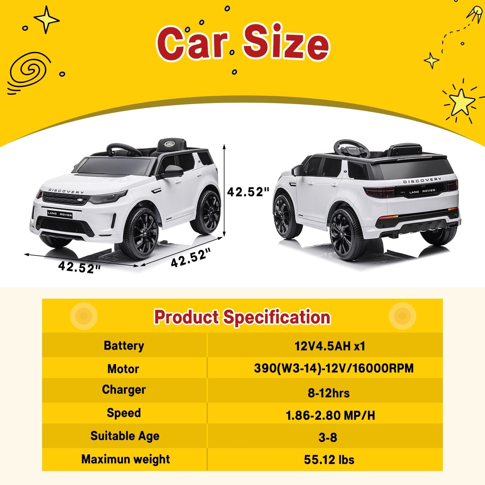 12V Licensed Land Rover Kids Electric Ride-On Truck with Remote Control Battery Car Trend Times 8