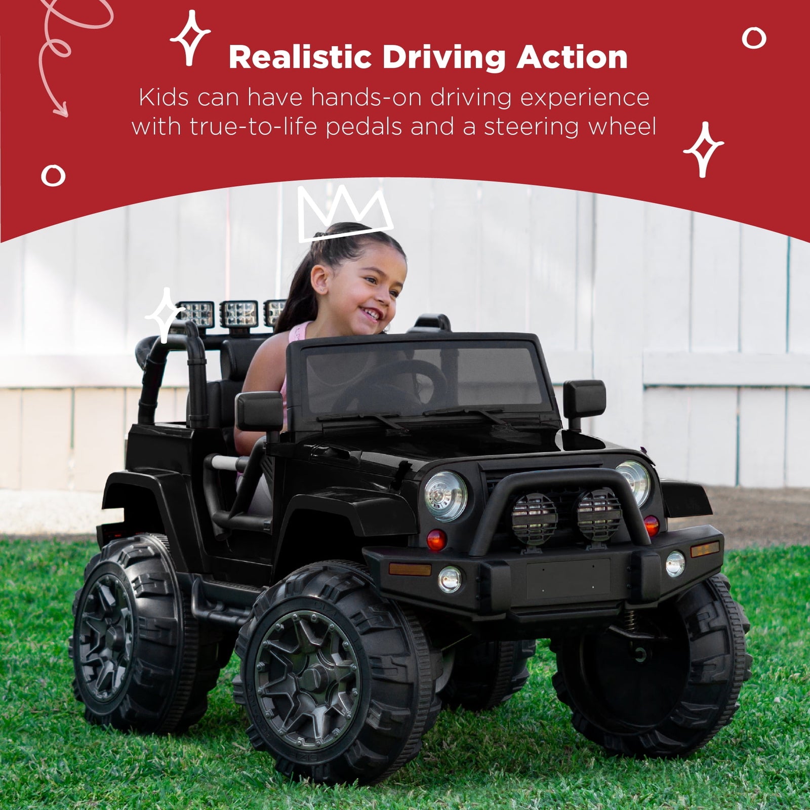 12V Kids Ride-On Truck Car with Remote Control, Spring Suspension, Bluetooth, and LED Lights Trend Times 2
