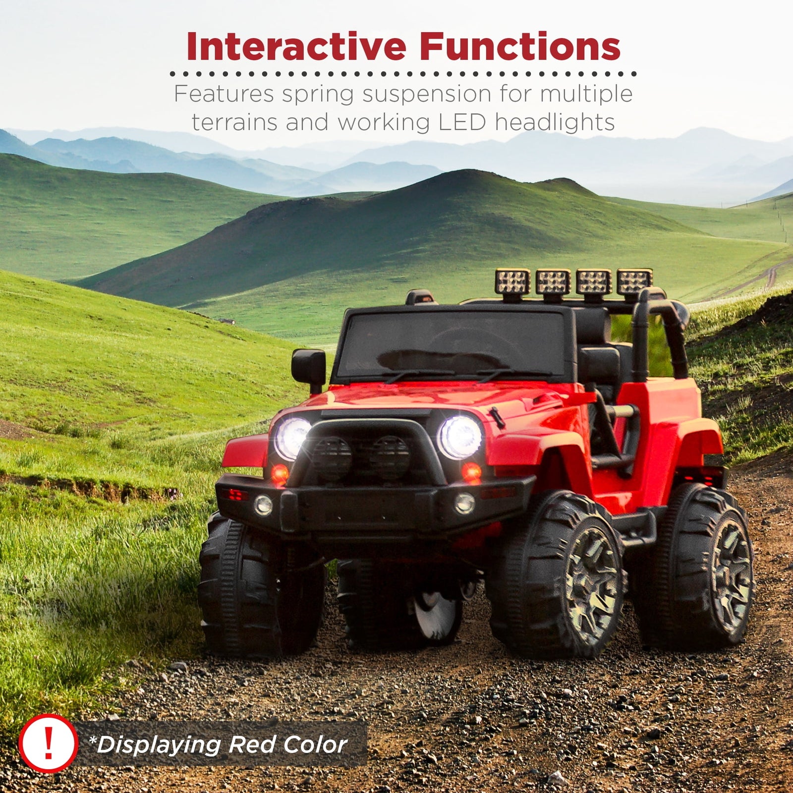 12V Kids Ride-On Truck Car with Remote Control, Spring Suspension, Bluetooth, and LED Lights Trend Times 4