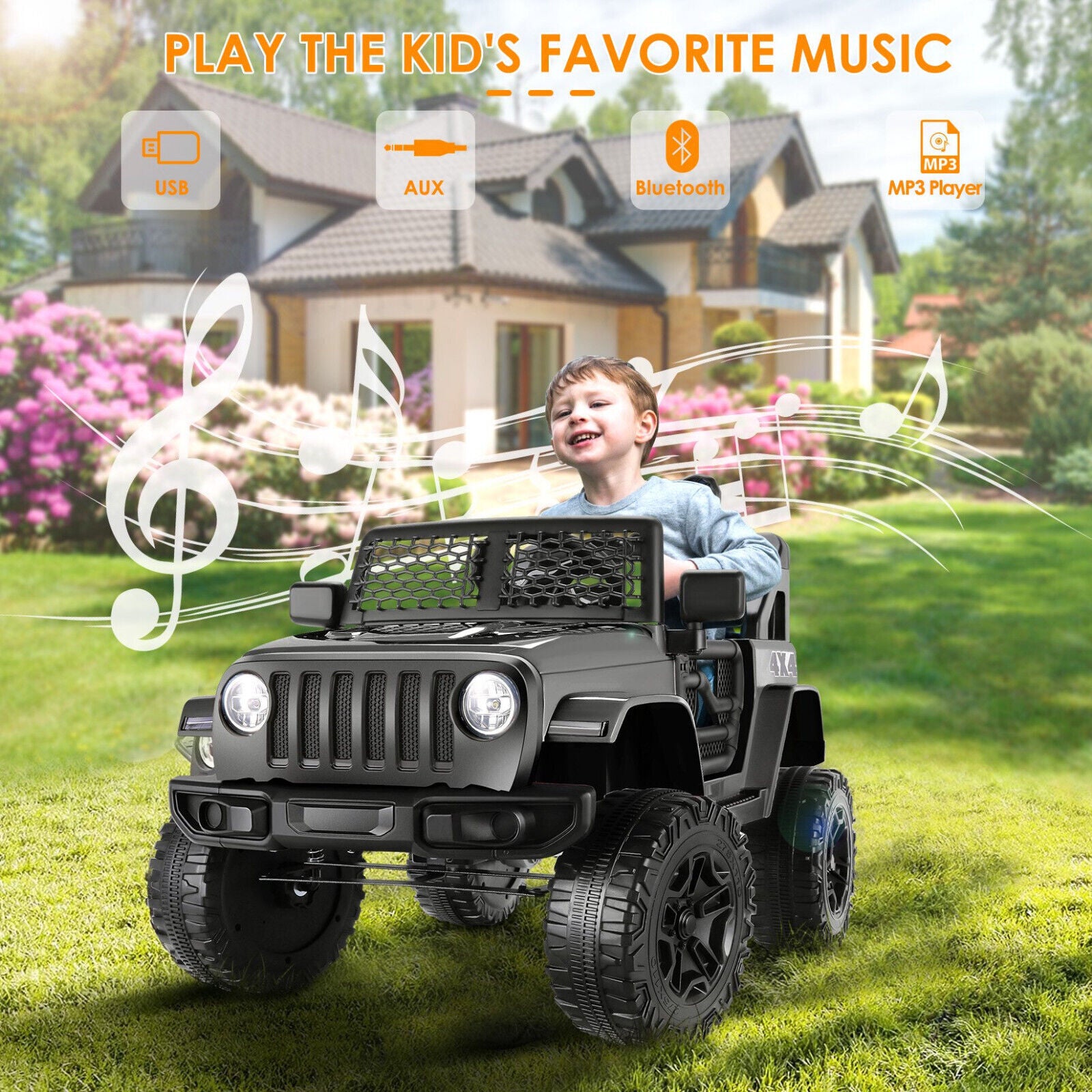 12V Kids Ride-On Truck Car with LED Lights, Parent Remote Control, and Spring Suspension Trend Times 11