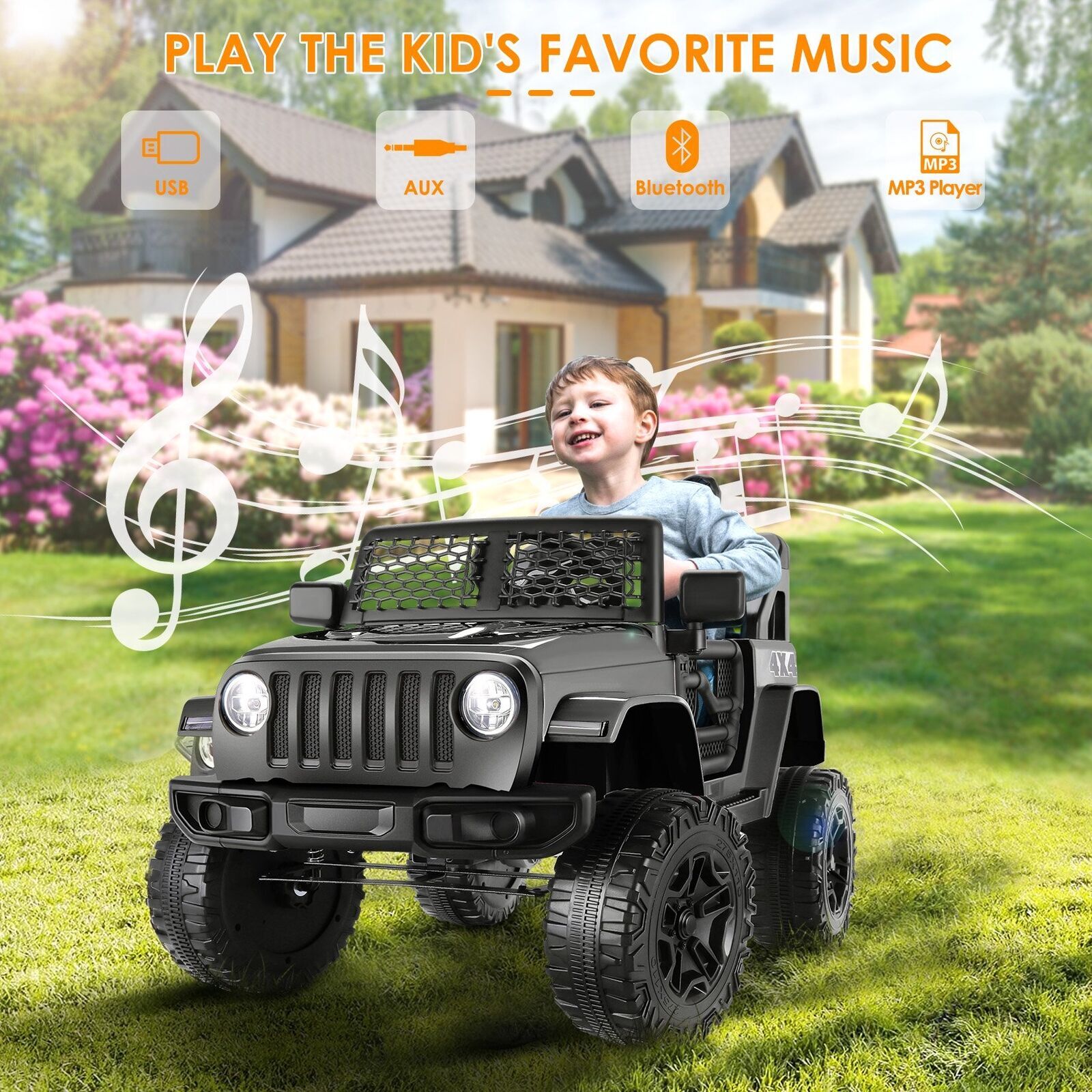 12V Kids Ride-On Truck Car with LED Lights, Parent Remote Control, and Spring Suspension Trend Times 23