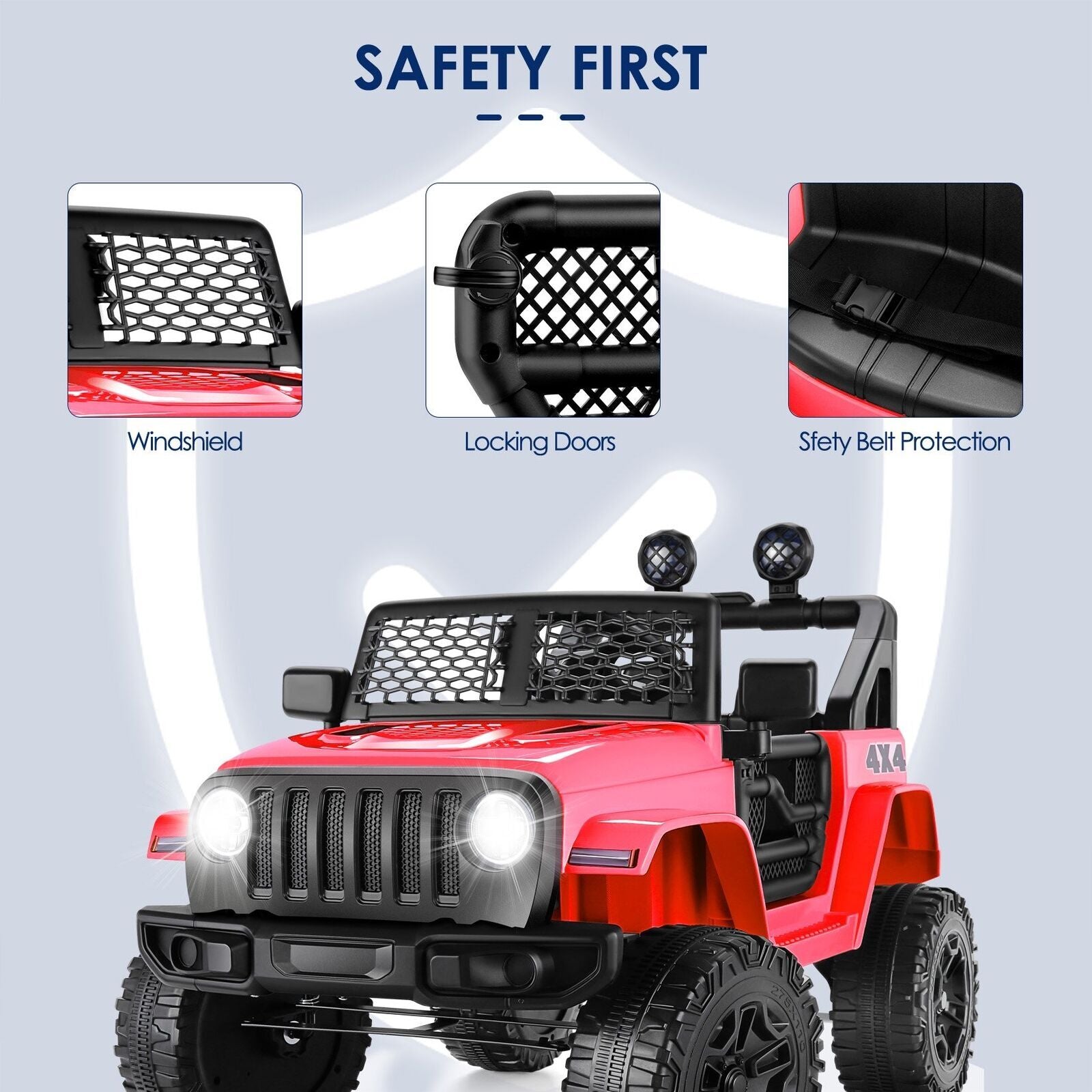 12V Kids Ride-On Truck Car with LED Lights, Parent Remote Control, and Spring Suspension Trend Times 5