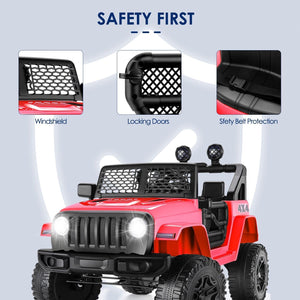 12V Kids Ride-On Truck Car with LED Lights, Parent Remote Control, and Spring Suspension Trend Times 5