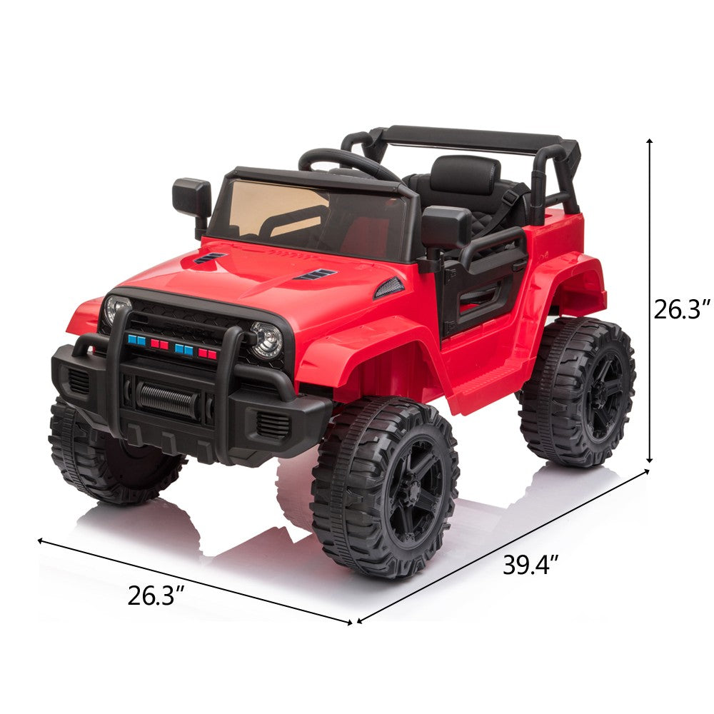 12V Kids Ride-On Truck Car with Parent Remote Control, LED Lights, and MP3 Player - Red Trend Times 8