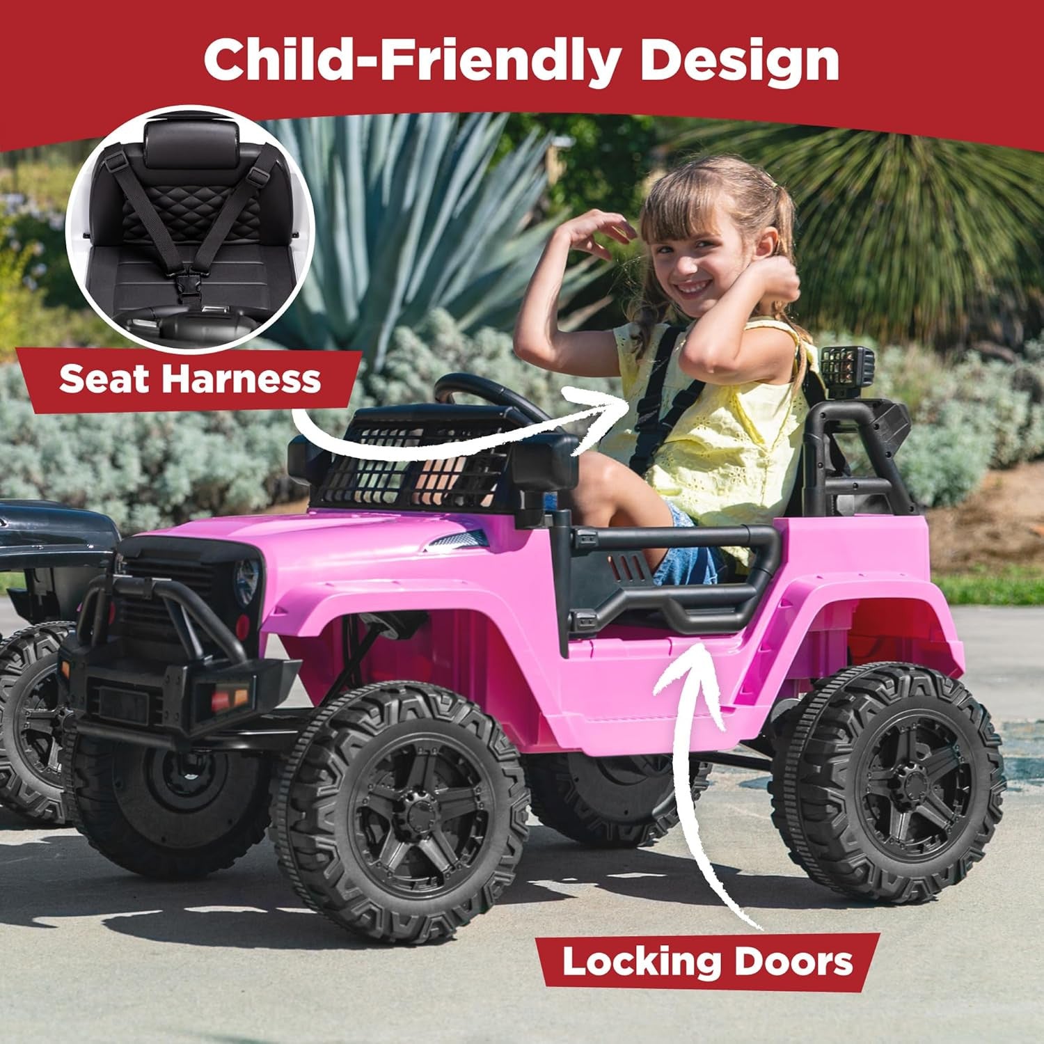 12V Kids Ride-On Truck Car with Parent Remote Control, Spring Suspension, and LED Lights Trend Times 4