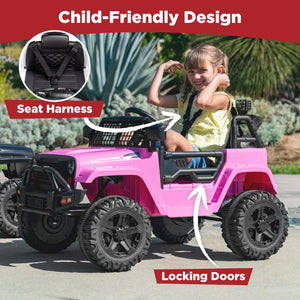 12V Kids Ride-On Truck Car with Parent Remote Control, Spring Suspension, and LED Lights Trend Times 4