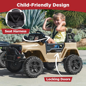 12V Kids Ride-On Truck Car with Parent Remote Control, Spring Suspension, and LED Lights Trend Times 4