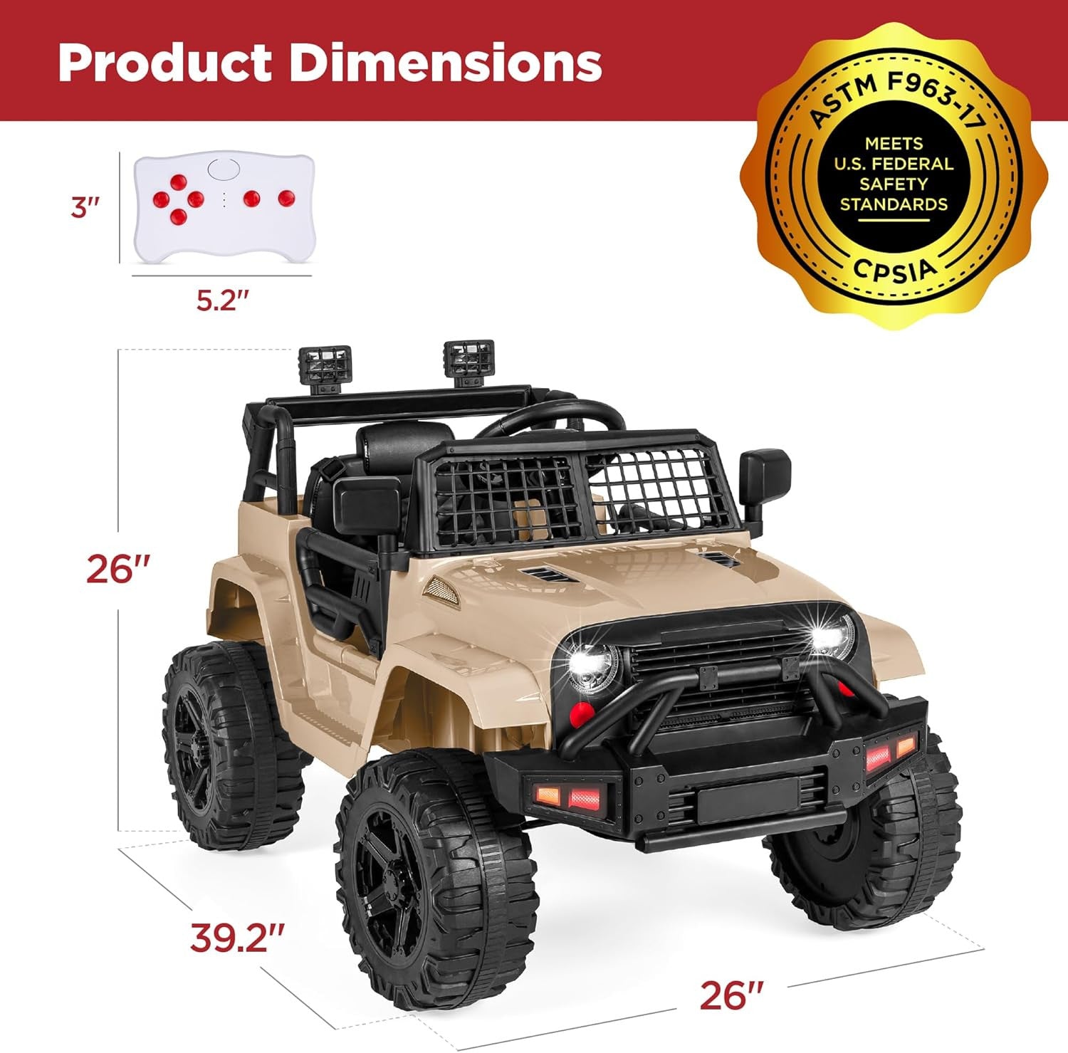 12V Kids Ride-On Truck Car with Parent Remote Control, Spring Suspension, and LED Lights Trend Times 6