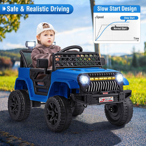 12V Kids Ride-On Truck Car with Parental Remote, 3 Speeds, LED Lights, and Music Player Trend Times 3