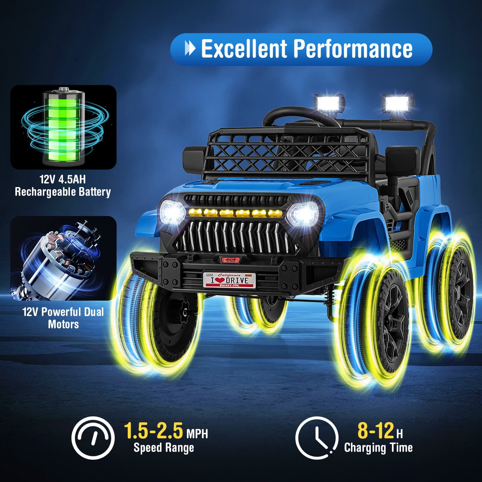 12V Kids Ride-On Truck Car with Parental Remote, 3 Speeds, LED Lights, and Music Player Trend Times 5