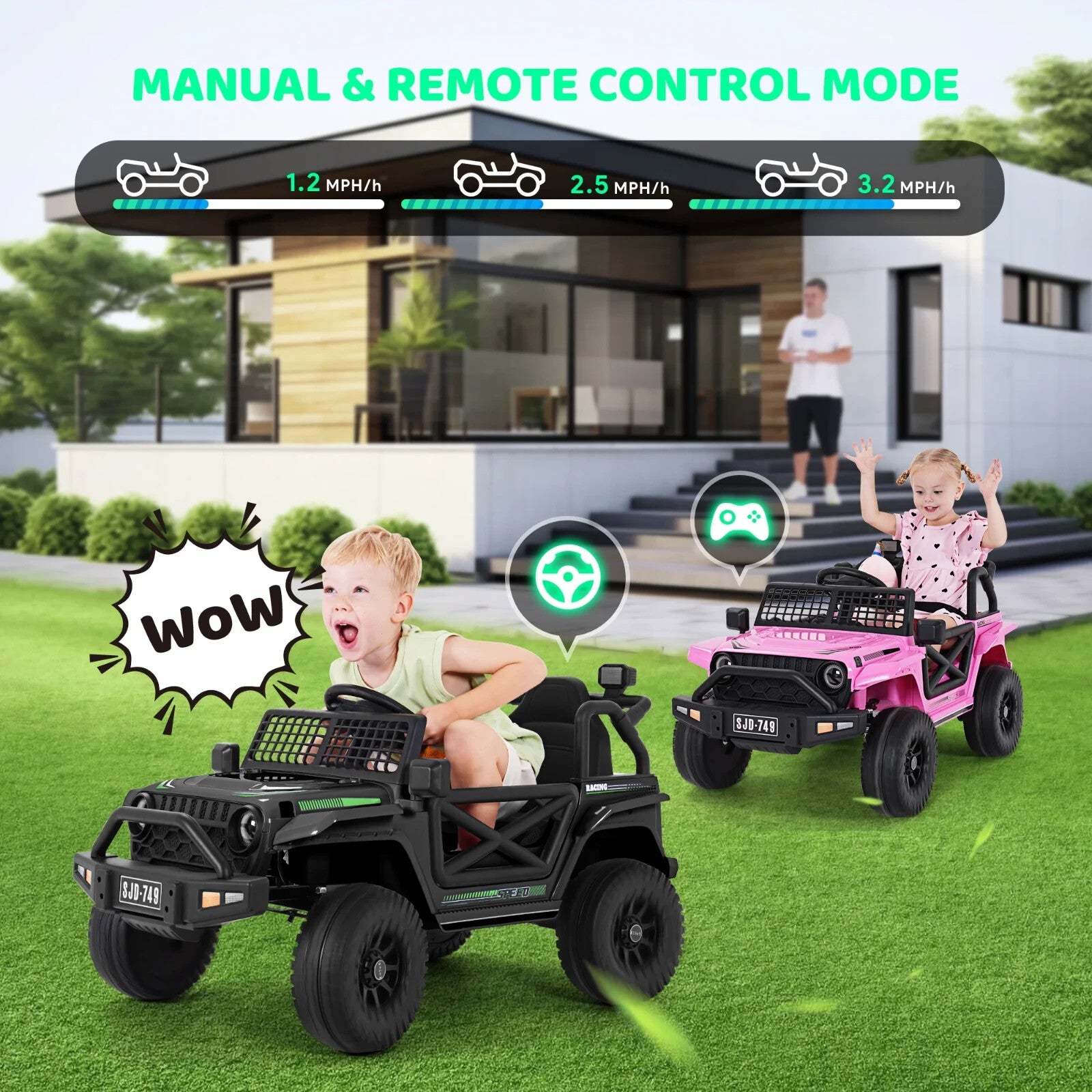 12V Kids Ride-On Electric Truck Car with 2.4G Remote Control and 3 Speed Settings Trend Times 13