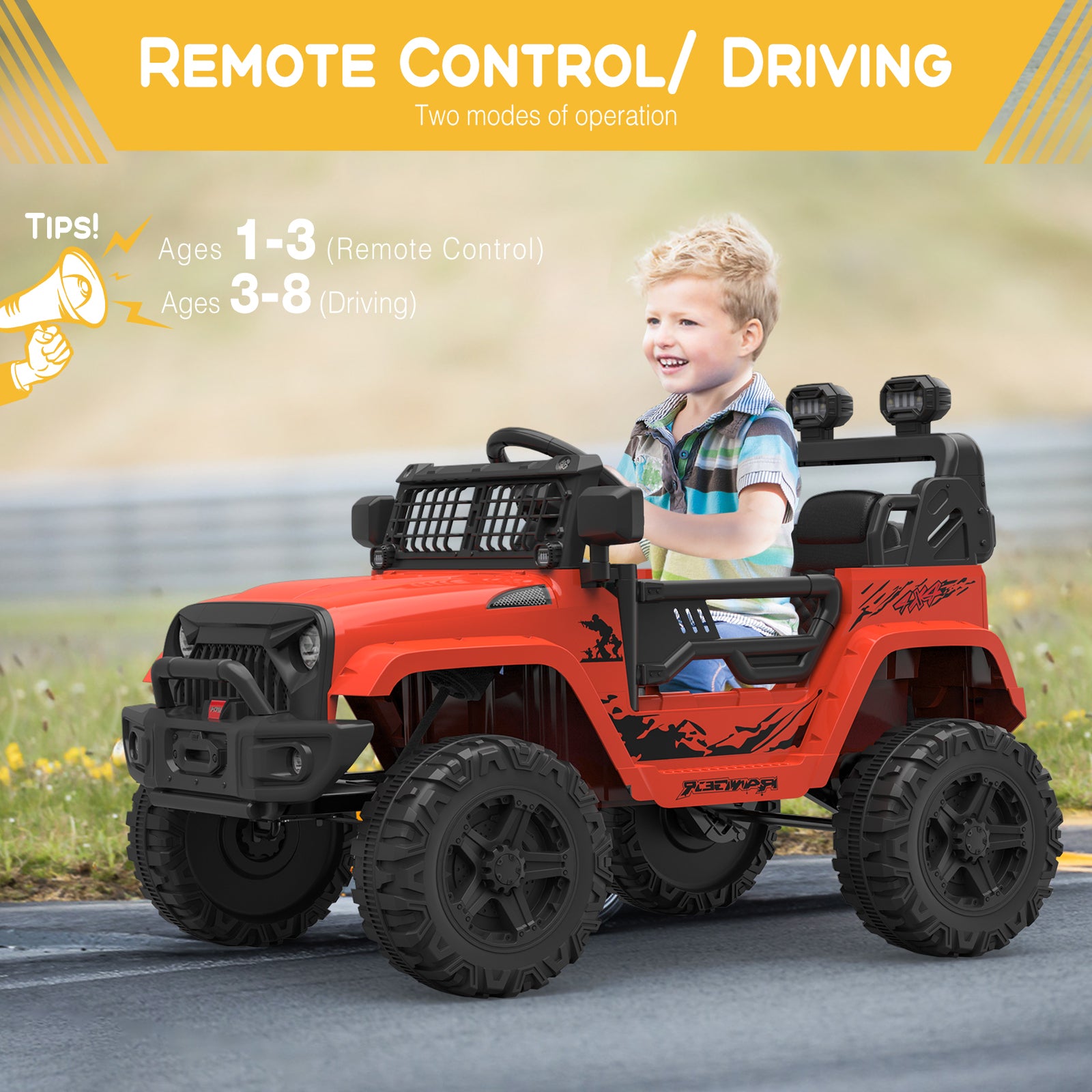 12V Kids Ride-On Truck Car with Remote Control, Spring Suspension, LED Lights, and Bluetooth Trend Times 9