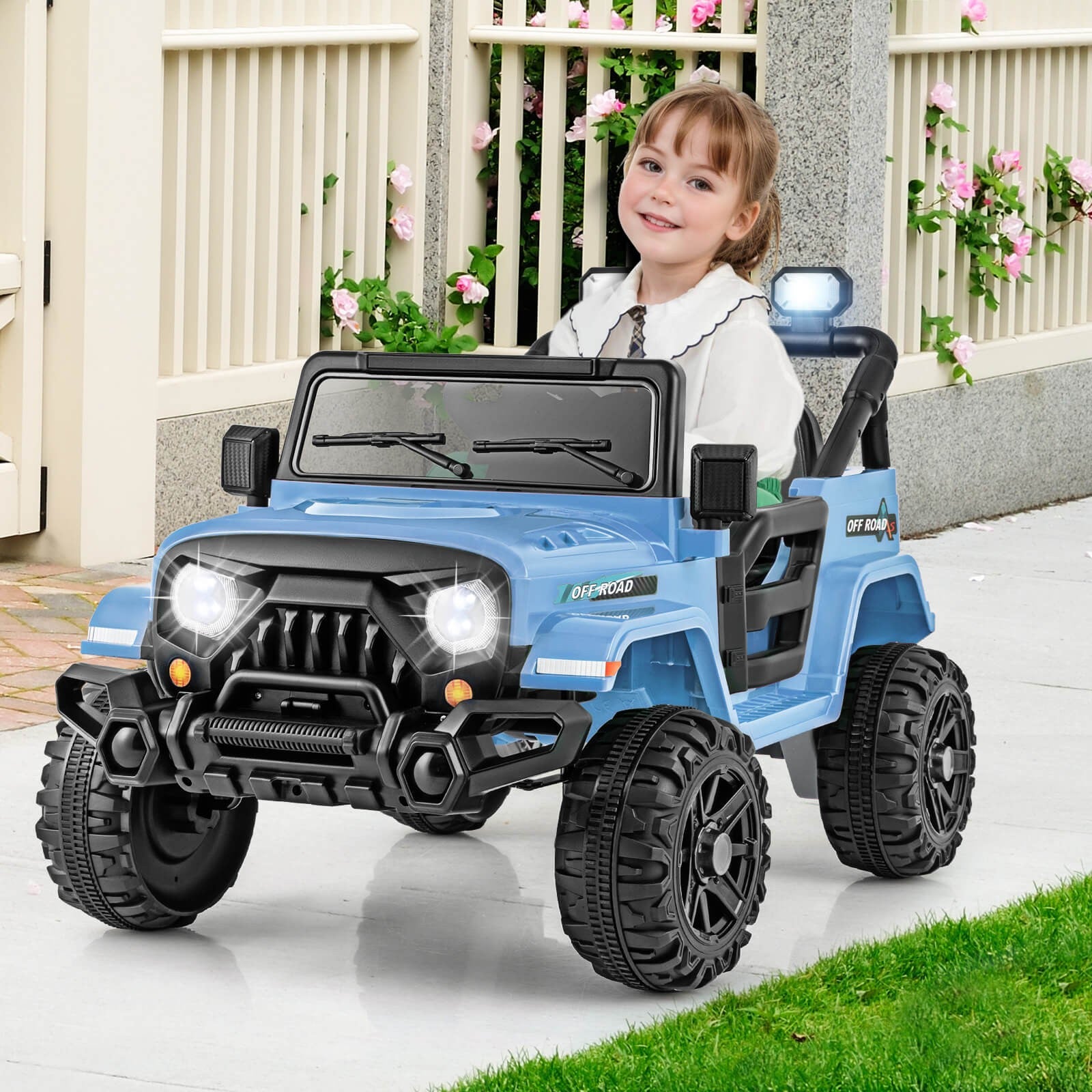 12V Kids Ride-On Truck Car with Remote Control, Threaded Wheels, 3 Speeds, and LED Lights Trend Times 3