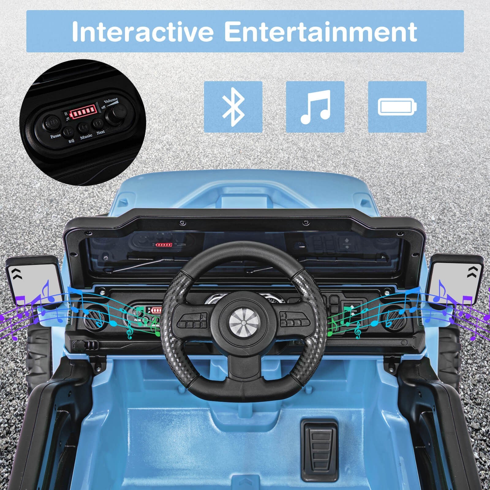 12V Kids Ride-On Truck Car with Remote Control, Threaded Wheels, 3 Speeds, and LED Lights Trend Times 5