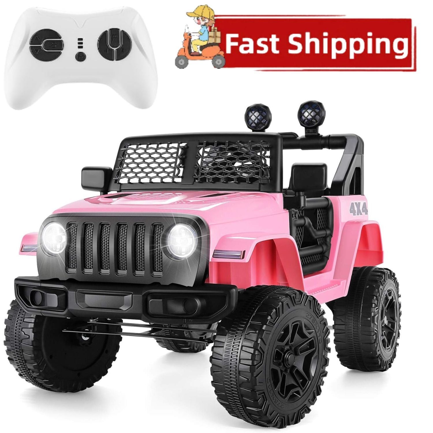 12V Kids Electric Ride-On Truck with Music, LED Lights, Remote Control, 3 Speeds, AUX and USB Ports Trend Times 2