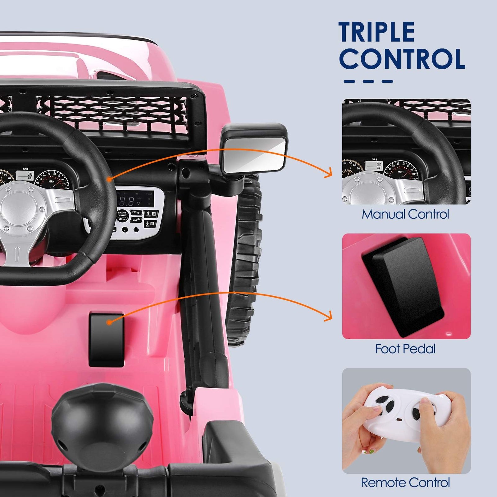 12V Kids Electric Ride-On Truck with Music, LED Lights, Remote Control, 3 Speeds, AUX and USB Ports Trend Times 8