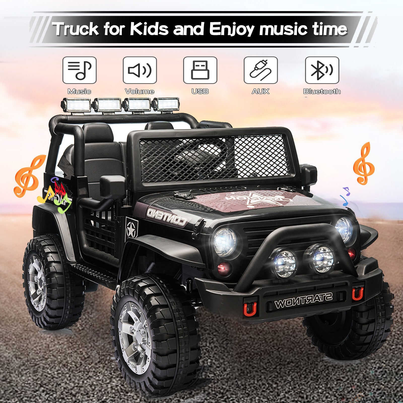 12V Electric Kids Ride-On 2-Seater Jeep Truck with Remote Control Trend Times 1