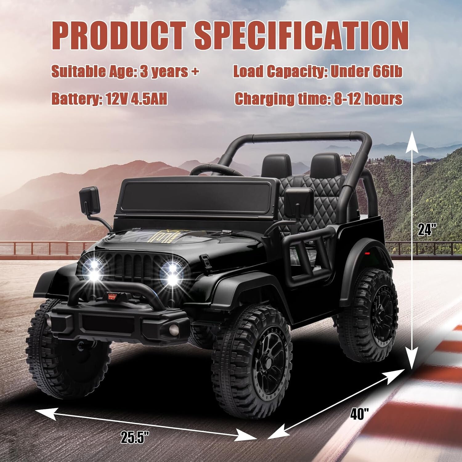 12V Kids Electric Ride-On UTV Truck with Remote Control and Bluetooth Off-Road Toy Car Trend Times 1