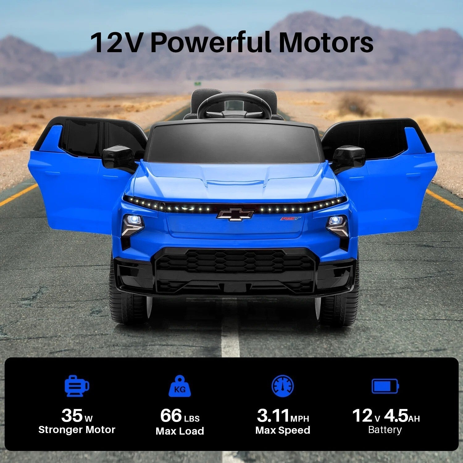 12V Kids Electric Ride-On Truck Licensed Chevrolet Silverado with Remote Control Toy Trend Times 4